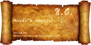 Novák Ompoly névjegykártya